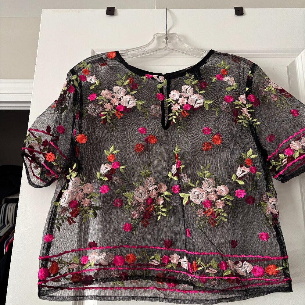 Floral mesh crop top